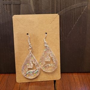 Clear glittery Christmas deer threader earrings